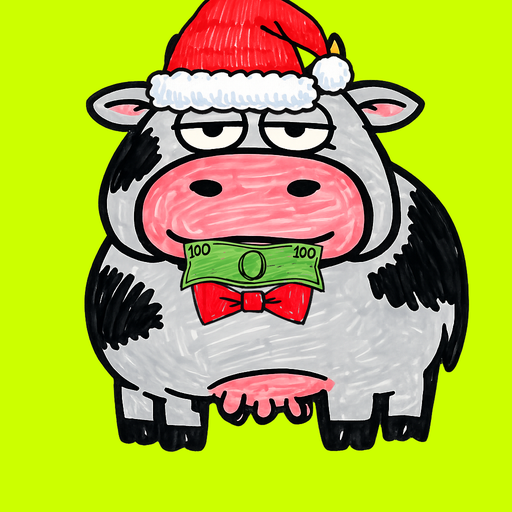 MOOLAH cow #19 — santa hat