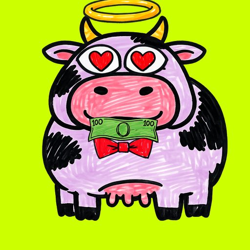 MOOLAH cow #583 — halo and heart eyes